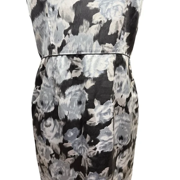 Ann Taylor Dress Size 6 Black Floral Print Sleeveless - Picture 4 of 9